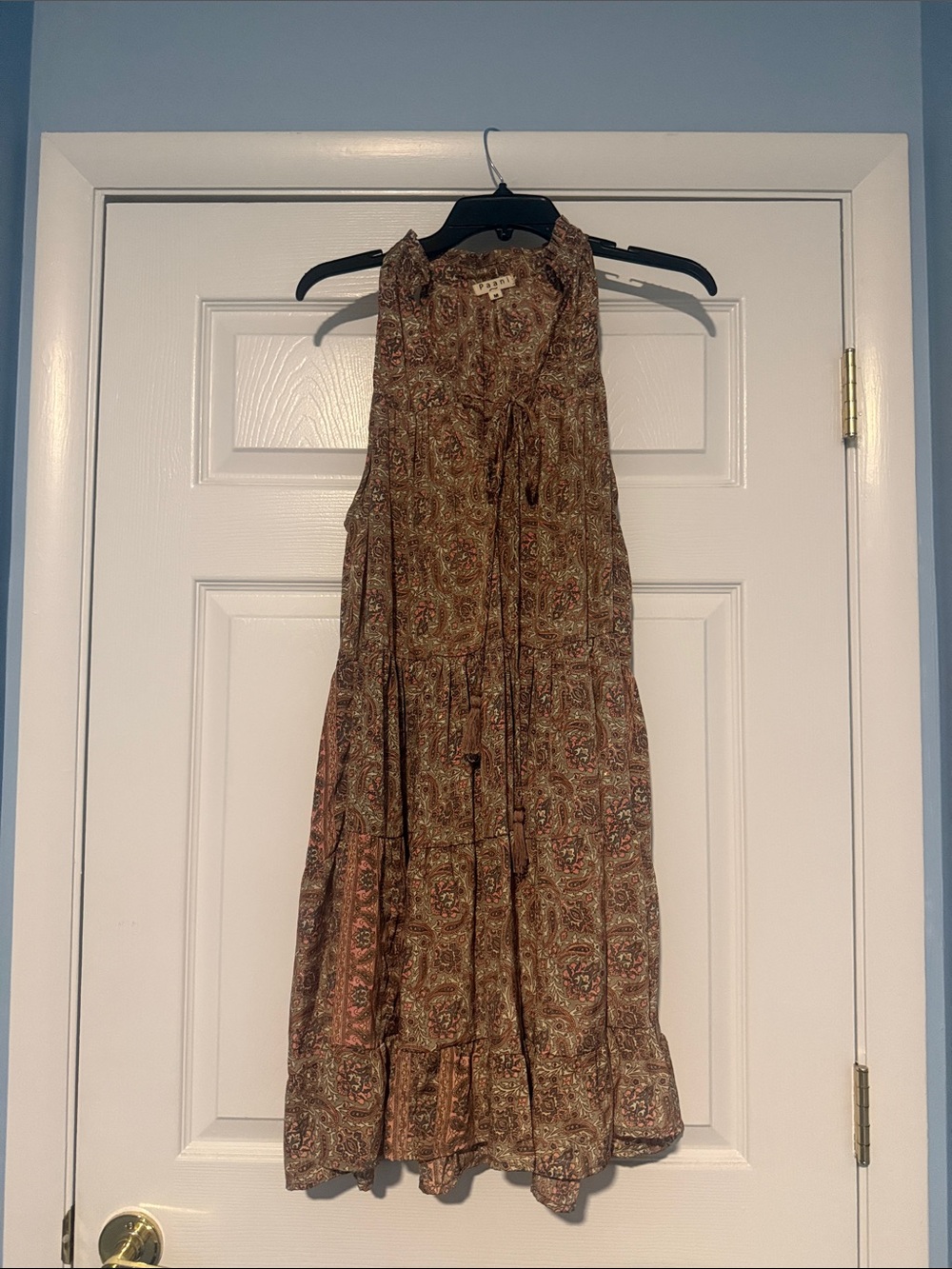 Paani Sleeveless Paisley Midi Dress in Brown
